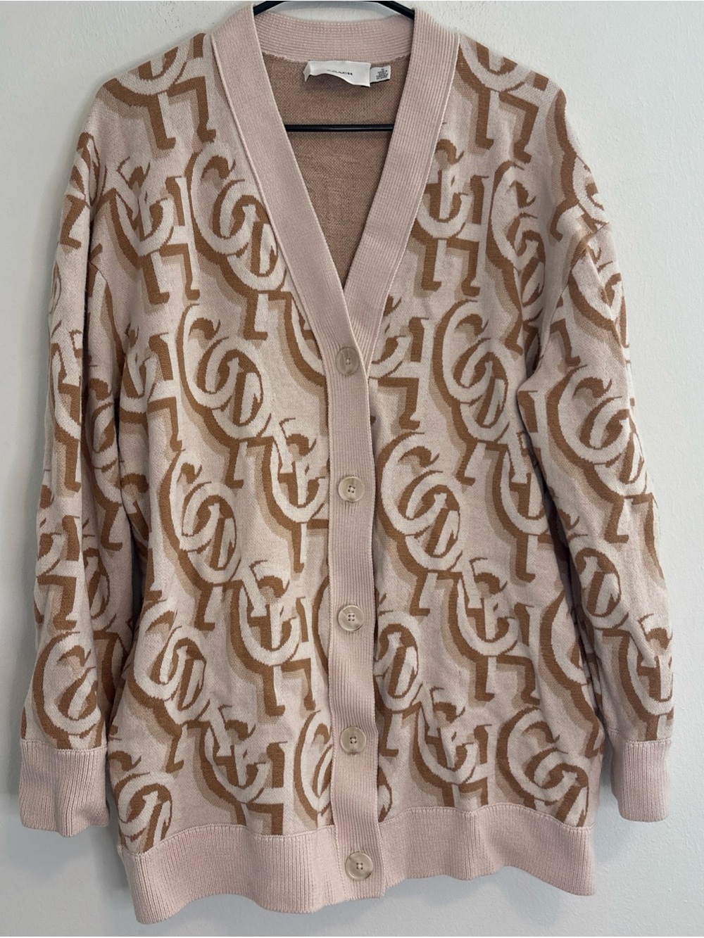 COACH tan Cardigan Sweater Women's XL Long Sleeve orig $498